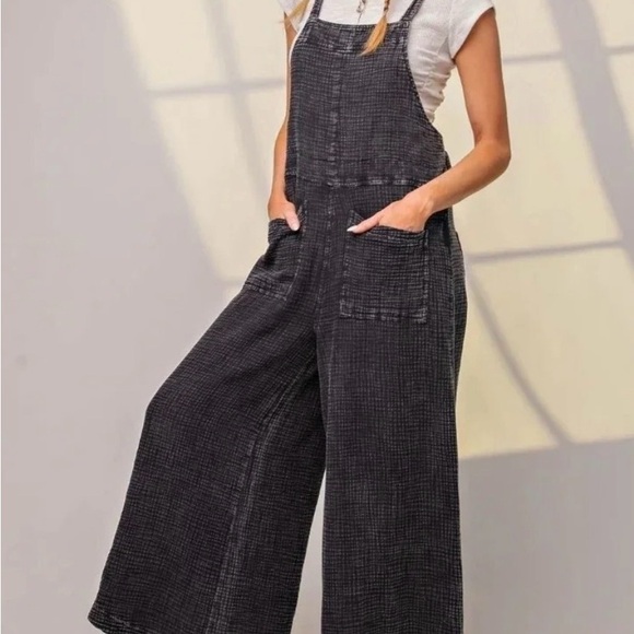 easel Pants - Easel Charcoal Denim Overalls